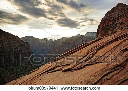 "View from Canyon Overlook into Zion Valley in the evening light, Zion National Park, Utah, United States, North America" View Large Photo Image Stock Image - "View from Canyon Overlook into Zion Valley in the evening light, Zion National Park, Utah, United States, North America". Fotosearch