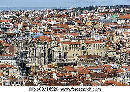 Stock Photograph - "View from Castelo de Sao Jorge castle over the historic city centre of Lisbon, historic center, Lisbon, Lisbon District, Portugal, Europe". Fotosearch