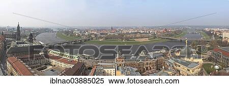 Stock Photography - "View from Dresdener Frauenkirche or the Church of Our Lady in Dresden over the Elbe River, Dresden, Saxony, Germany, Europe". Fotosearch
