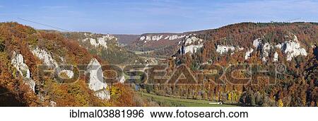 "View from Eichfelsen rock into the Danube Gorge with Schloss Werenwag Castle, Upper Danube Nature Park, Swabian Jura, Baden-Wurttemberg, Germany, Europe" View Large Photo Image Stock Photograph - "View from Eichfelsen rock into the Danube Gorge with Schloss Werenwag Castle, Upper Danube Nature Park, Swabian Jura, Baden-Wurttemberg, Germany, Europe". Fotosearch