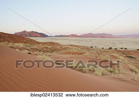 Stock Image - View from Elim Dune towards the Naukluft Mountains, Namib-Naukluft-Park, Namib-Wuste, Namibia, Africa. Fotosearch