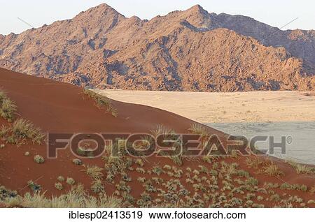 Stock Photo - View from Elim Dune towards the Naukluft Mountains, Namib-Naukluft-Park, Namib-Wuste, Namibia, Africa. Fotosearch