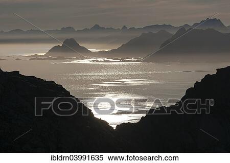 "View from Glomtinden mountain over the Henningsvaersund on the Vestvagoy island, Lofoten, Nordland, Norway, Europe" View Large Photo Image Stock Photography - "View from Glomtinden mountain over the Henningsvaersund on the Vestvagoy island, Lofoten, Nordland, Norway, Europe". Fotosearch