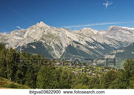 "View from Haute-Nendaz over the Rhone Valley towards the summit of Haut de Cry Mountain in the Bernese Alps, Valais, Switzerland, Europe" View Large Photo Image Stock Image - "View from Haute-Nendaz over the Rhone Valley towards the summit of Haut de Cry Mountain in the Bernese Alps, Valais, Switzerland, Europe". Fotosearch