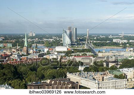 "View from Hotel Latvia across Riga, Vansu Bridge over the Daugava River, 1981, modern building of the Bank Saules Akmens, 2004, Centrs, Riga, Riga pilseta, Latvia, Europe" View Large Photo Image Stock Photograph - "View from Hotel Latvia across Riga, Vansu Bridge over the Daugava River, 1981, modern building of the Bank Saules Akmens, 2004, Centrs, Riga, Riga pilseta, Latvia, Europe". Fotosearch