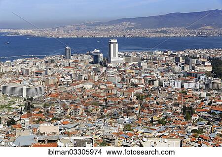 Picture - "View from Kadifekale Castle over the town, Kadifekale, Izmir, Izmir Province, Aegean Region, Turkey, Asia". Fotosearch