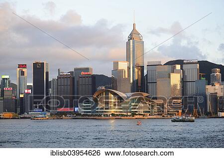 "View from Kowloon on Hong Kong Island's skyline on Hong Kong River, Central, with the International Conference Centre, in the evening light, Hong Kong, China, Asia" View Large Photo Image Stock Photograph - "View from Kowloon on Hong Kong Island's skyline on Hong Kong River, Central, with the International Conference Centre, in the evening light, Hong Kong, China, Asia". Fotosearch