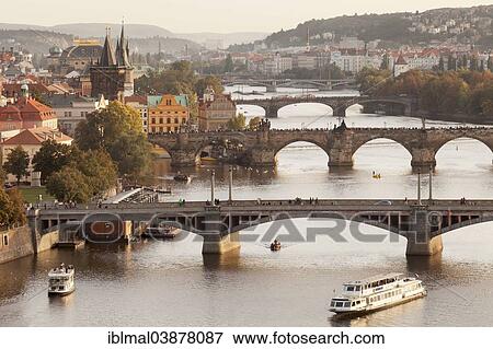 "View from Letna hill over the Vltava River with its bridges to the Old Town with the historic Old Town Bridge Tower, Prague, Bohemia, Czech Republic, Europe" View Large Photo Image Stock Photo - "View from Letna hill over the Vltava River with its bridges to the Old Town with the historic Old Town Bridge Tower, Prague, Bohemia, Czech Republic, Europe". Fotosearch