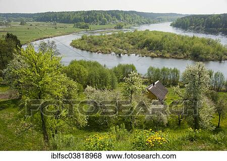 "View from MerkinÄ— mound, Nemunas River, Merkine, Lithuania, Baltic States, Europe" View Large Photo Image Stock Photo - "View from MerkinÄ— mound, Nemunas River, Merkine, Lithuania, Baltic States, Europe". Fotosearch