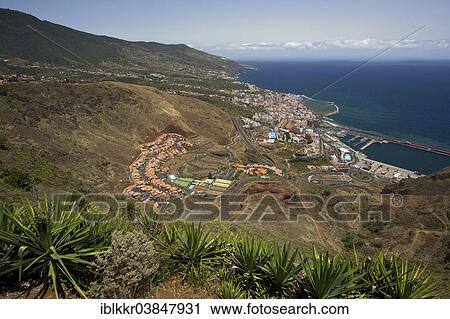 Stock Image - "View from Mirador de La Conception along the coast with Santa Cruz de la Palma, La Palma, Canary Islands, Spain, Europe". Fotosearch