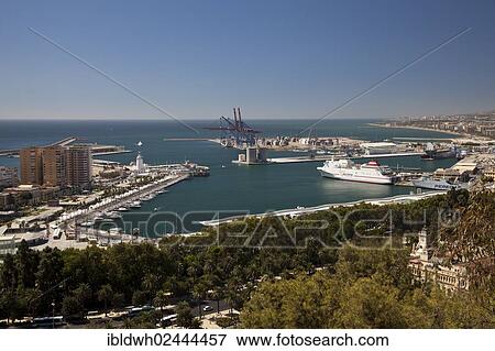 "View from Monte de Gibralfaro towards the harbour and marina, Malaga, Andalucia, Spain, Europe, PublicGround, Europe" View Large Photo Image Stock Photo - "View from Monte de Gibralfaro towards the harbour and marina, Malaga, Andalucia, Spain, Europe, PublicGround, Europe". Fotosearch