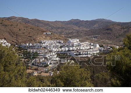 "View from Monte de Gibralfaro towards a white housing development and the mountain landscape, Malaga, Andalusia, Spain, Europe" View Large Photo Image Stock Photo - "View from Monte de Gibralfaro towards a white housing development and the mountain landscape, Malaga, Andalusia, Spain, Europe". Fotosearch