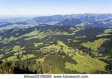 Stock Photo - "View from Mount Vordere Niedere towards the north, Berg Niedere, Andelsbuch, Bregenzerwald, Bregenzer Wald, Vorarlberg, Austria, Europe". Fotosearch