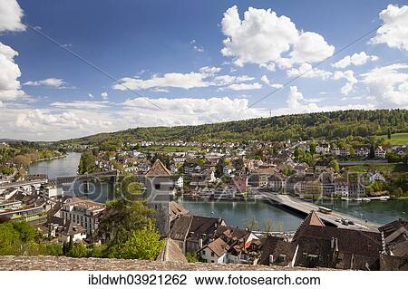 "View from Munot Fortress over the town, Schaffhausen, High Rhine, Canton of Schaffhausen, Switzerland, Europe" View Large Photo Image Stock Image - "View from Munot Fortress over the town, Schaffhausen, High Rhine, Canton of Schaffhausen, Switzerland, Europe". Fotosearch