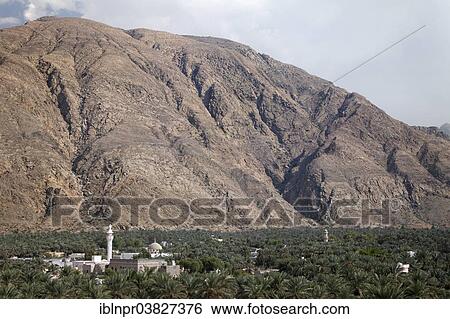 "View from Nakhl Fort or Husn Al Heem, fortress, across the Nakhl Oasis with date palms on the Jebel Nakhl Massif, Al-Batinah province, Sultanate of Oman, Arabian Peninsula" View Large Photo Image Stock Photograph - "View from Nakhl Fort or Husn Al Heem, fortress, across the Nakhl Oasis with date palms on the Jebel Nakhl Massif, Al-Batinah province, Sultanate of Oman, Arabian Peninsula". Fotosearch