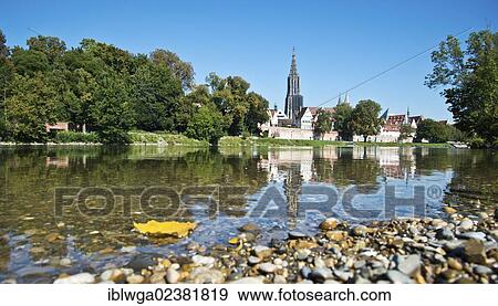 "View from Neu-Ulm in Bavaria over the Danube on Ulm with the Minster, Swabia, Baden-Wuerttemberg, Germany, Europe, PublicGround, Europe" View Large Photo Image Stock Photo - "View from Neu-Ulm in Bavaria over the Danube on Ulm with the Minster, Swabia, Baden-Wuerttemberg, Germany, Europe, PublicGround, Europe". Fotosearch