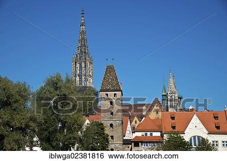 "View from Neu-Ulm in Bavaria over the Danube on Ulm with the Minster and the Metzgerturm tower, Swabia, Baden-Wuerttemberg, Germany, Europe, PublicGround, Europe" View Large Photo Image Stock Photograph - "View from Neu-Ulm in Bavaria over the Danube on Ulm with the Minster and the Metzgerturm tower, Swabia, Baden-Wuerttemberg, Germany, Europe, PublicGround, Europe". Fotosearch