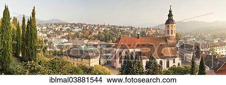 "View from Neuen Schloss or New Palace over the Collegiate Church and Baden-Baden, Black Forest, Baden-Wurttemberg, Germany, Europe" View Large Photo Image Picture - "View from Neuen Schloss or New Palace over the Collegiate Church and Baden-Baden, Black Forest, Baden-Wurttemberg, Germany, Europe". Fotosearch
