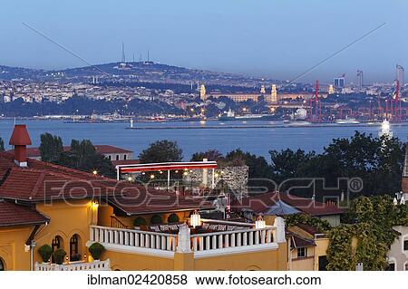 View from Old City Sultanahmet across Bosphorus towards the Asian side, Selimiye Barracks and the port in Kadikoy, Uskudar on the left, Istanbul, Turkey, Europe, Asia View Large Photo Image Stock Photo - View from Old City Sultanahmet across Bosphorus towards the Asian side, Selimiye Barracks and the port in Kadikoy, Uskudar on the left, Istanbul, Turkey, Europe, Asia. Fotosearch