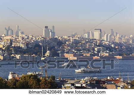 View from Old City Sultanahmet over Golden Horn towards Beyoglu and Sisli, Istanbul, Turkey, Europe, Asia View Large Photo Image Stock Photo - View from Old City Sultanahmet over Golden Horn towards Beyoglu and Sisli, Istanbul, Turkey, Europe, Asia. Fotosearch