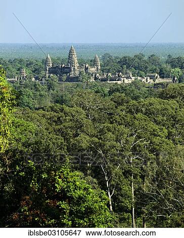 "View from Phnom Bakheng towards Khmer Temple with its towers rising out of the jungle, Angkor Wat, Siem Reap Province, Cambodia, Asia" View Large Photo Image Stock Photo - "View from Phnom Bakheng towards Khmer Temple with its towers rising out of the jungle, Angkor Wat, Siem Reap Province, Cambodia, Asia". Fotosearch