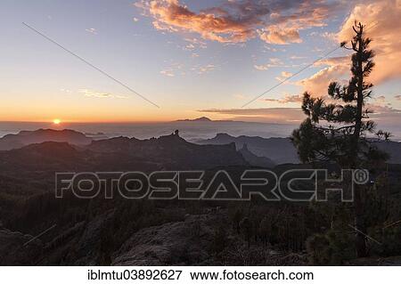 "View from Pico de las Nieves in Gran Canaria across Roque Nublo to Mount Teide in Tenerife, La Culata, Risco Blanco, Canary Islands, Spain, Europe" View Large Photo Image Stock Photo - "View from Pico de las Nieves in Gran Canaria across Roque Nublo to Mount Teide in Tenerife, La Culata, Risco Blanco, Canary Islands, Spain, Europe". Fotosearch