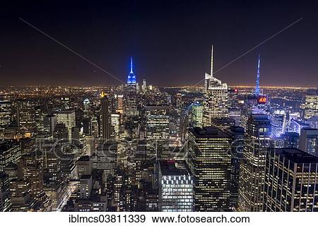 Stock Photo - "View from Rockefeller Center at night, Manhattan, New York City, New York, USA". Fotosearch