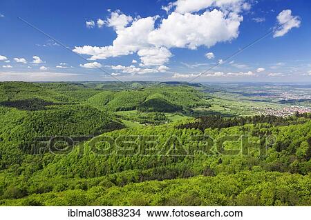 "View from Rossbergturm tower over the Albtrauf escarpment near Mossingen, Swabian Jura, Baden-Wurttemberg, Germany, Europe" View Large Photo Image Picture - "View from Rossbergturm tower over the Albtrauf escarpment near Mossingen, Swabian Jura, Baden-Wurttemberg, Germany, Europe". Fotosearch