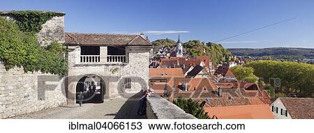 Stock Image - "View from Schloss Hohentubingen castle on the old town with collegiate church, Tubingen, Baden-Wurttemberg, Germany, Europe". Fotosearch