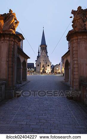 "View from Schloss Weikersheim Palace towards the Church of St. George, Marktplatz square, Weikersheim an der Tauber, Tauber Valley, Tauber-Franconia, Baden-Wuerttemberg, Germany, Europe, PublicGround, Europe" View Large Photo Image Stock Photo - "View from Schloss Weikersheim Palace towards the Church of St. George, Marktplatz square, Weikersheim an der Tauber, Tauber Valley, Tauber-Franconia, Baden-Wuerttemberg, Germany, Europe, PublicGround, Europe". Fotosearch