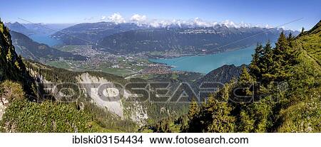 "View from Schynige Platte to Mt Oberberghorn, towns of Interlaken and Boeningen in the valley with Lake Thun and Lake Brienz, Interlaken, Bernese Oberland, Canton of Bern, Switzerland, Europe" View Large Photo Image Picture - "View from Schynige Platte to Mt Oberberghorn, towns of Interlaken and Boeningen in the valley with Lake Thun and Lake Brienz, Interlaken, Bernese Oberland, Canton of Bern, Switzerland, Europe". Fotosearch