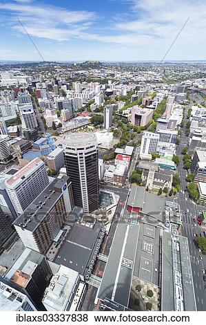 Stock Photo - "View from Skytower over Auckland towards Mount Eden, Auckland, Auckland Region, New Zealand, Oceania". Fotosearch