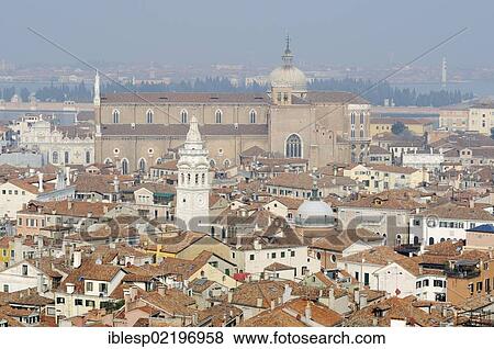 Stock Photo - "View from St Mark's Campanile, Campanile di San Marco, in the direction of the churches Santa Maria Formosa and Santi Giovanni e Paolo, Venice, Venezia, Veneto, Italy, Europe". Fotosearch