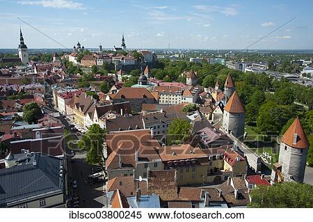 "View from St. Olaf's Church over Lower Town and Upper Town, historic town centre, Tallinn, Estonia, Baltic States, Europe" View Large Photo Image Stock Photography - "View from St. Olaf's Church over Lower Town and Upper Town, historic town centre, Tallinn, Estonia, Baltic States, Europe". Fotosearch