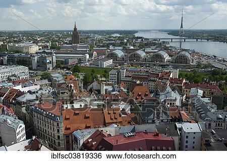Stock Photograph - "View from St. Peter's Church, Riga, Latvia, Baltic States, Europe". Fotosearch
