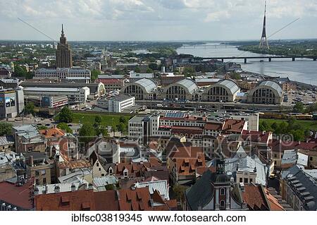 Stock Photography - "View from St. Peter's Church, Riga, Latvia, Baltic States, Europe". Fotosearch
