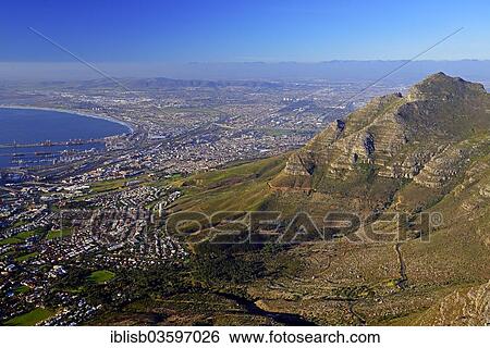 "View from Table Mountain across Cape Town, Cape Town, Western Cape, South Africa, Africa" View Large Photo Image Stock Photograph - "View from Table Mountain across Cape Town, Cape Town, Western Cape, South Africa, Africa". Fotosearch