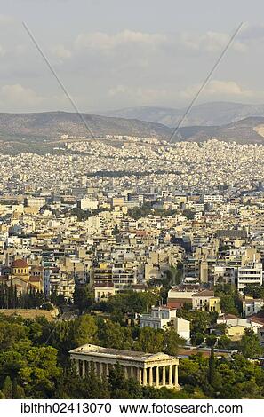 View from the Acropolis over the city of Athens, with Teseyon, the Temple of Hephaestus, in the foreground, Athens, Greece, Europe View Large Photo Image Stock Image - View from the Acropolis over the city of Athens, with Teseyon, the Temple of Hephaestus, in the foreground, Athens, Greece, Europe. Fotosearch