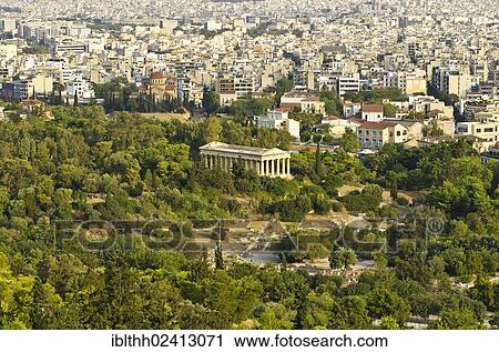 View from the Acropolis over the city of Athens, with Teseyon, the Temple of Hephaestus, in the foreground, Athens, Greece, Europe View Large Photo Image Stock Image - View from the Acropolis over the city of Athens, with Teseyon, the Temple of Hephaestus, in the foreground, Athens, Greece, Europe. Fotosearch