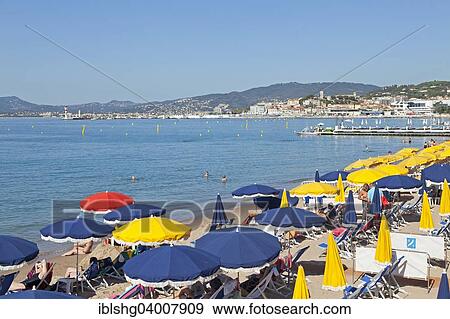 Stock Photo - "View from the beach promenade onto the historic centre, Cannes, French Riviera, Provence-Alpes-Cote d'Azur, France, Europe". Fotosearch