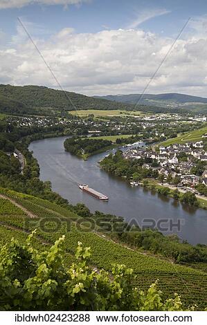 Stock Photo - View from the Burg Landshut castle ruins on the Moselle and the Kues district, Bernkastel-Kues, Rhineland-Palatinate, Germany, Europe, PublicGround, Europe. Fotosearch
