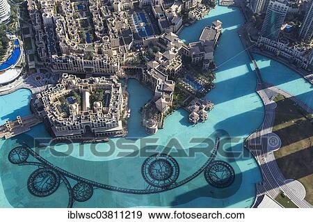 "View from the Burj Khalifa on the Old Town district, Downtown Dubai, Dubai, United Arab Emirates, Asia" View Large Photo Image Stock Photo - "View from the Burj Khalifa on the Old Town district, Downtown Dubai, Dubai, United Arab Emirates, Asia". Fotosearch