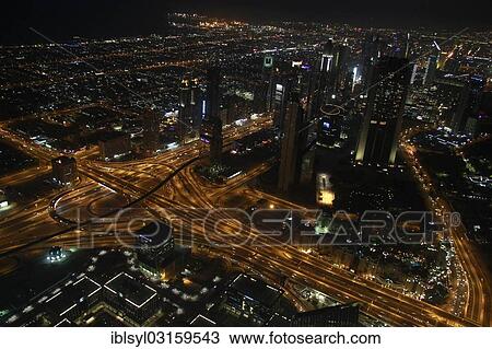 "View from the Burj Khalifa skyscraper at night, Burj Khalifa, Dubai, United Arab Emirates, Asia" View Large Photo Image Stock Image - "View from the Burj Khalifa skyscraper at night, Burj Khalifa, Dubai, United Arab Emirates, Asia". Fotosearch