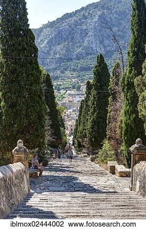 "View from the Calvary to the old town of Pollenca, Mallorca, Majorca, Balearic Islands, Spain, Europe" View Large Photo Image Stock Image - "View from the Calvary to the old town of Pollenca, Mallorca, Majorca, Balearic Islands, Spain, Europe". Fotosearch
