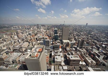 "View from the Carlton Centre over the skyscrapers of downtown and the central business district of Johannesburg, Gauteng, South Africa, Africa" View Large Photo Image Stock Photograph - "View from the Carlton Centre over the skyscrapers of downtown and the central business district of Johannesburg, Gauteng, South Africa, Africa". Fotosearch