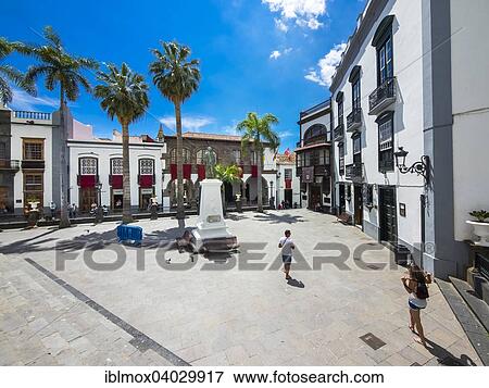 "View from the church Iglesia Matriz de El Salvador of Plaza de Espana, Santa Cruz de La Palma, La Palma, Canary Islands, Spain, Europe" View Large Photo Image Stock Photo - "View from the church Iglesia Matriz de El Salvador of Plaza de Espana, Santa Cruz de La Palma, La Palma, Canary Islands, Spain, Europe". Fotosearch