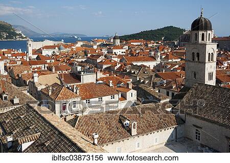 "View from the city walls, Franciscan Monastery and the historic centre, Dubrovnik, Dalmatia, Croatia, Europe" View Large Photo Image Stock Photograph - "View from the city walls, Franciscan Monastery and the historic centre, Dubrovnik, Dalmatia, Croatia, Europe". Fotosearch