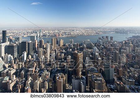 "View from the Empire State Building, Manhattan, New York City, New York, USA" View Large Photo Image Stock Image - "View from the Empire State Building, Manhattan, New York City, New York, USA". Fotosearch