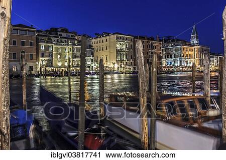 Stock Image - "View from the Fondamenta Salute, in the evening, Venice, Italy, Europe". Fotosearch