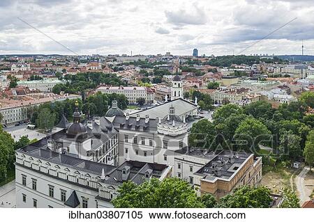 "View from the Gediminas Tower of Vilnius with the Cathedral of St. Stanislaus, Senamiestis or Vilnius Old Town, Vilnius, Vilnius district, Lithuania, Europe" View Large Photo Image Stock Photography - "View from the Gediminas Tower of Vilnius with the Cathedral of St. Stanislaus, Senamiestis or Vilnius Old Town, Vilnius, Vilnius district, Lithuania, Europe". Fotosearch